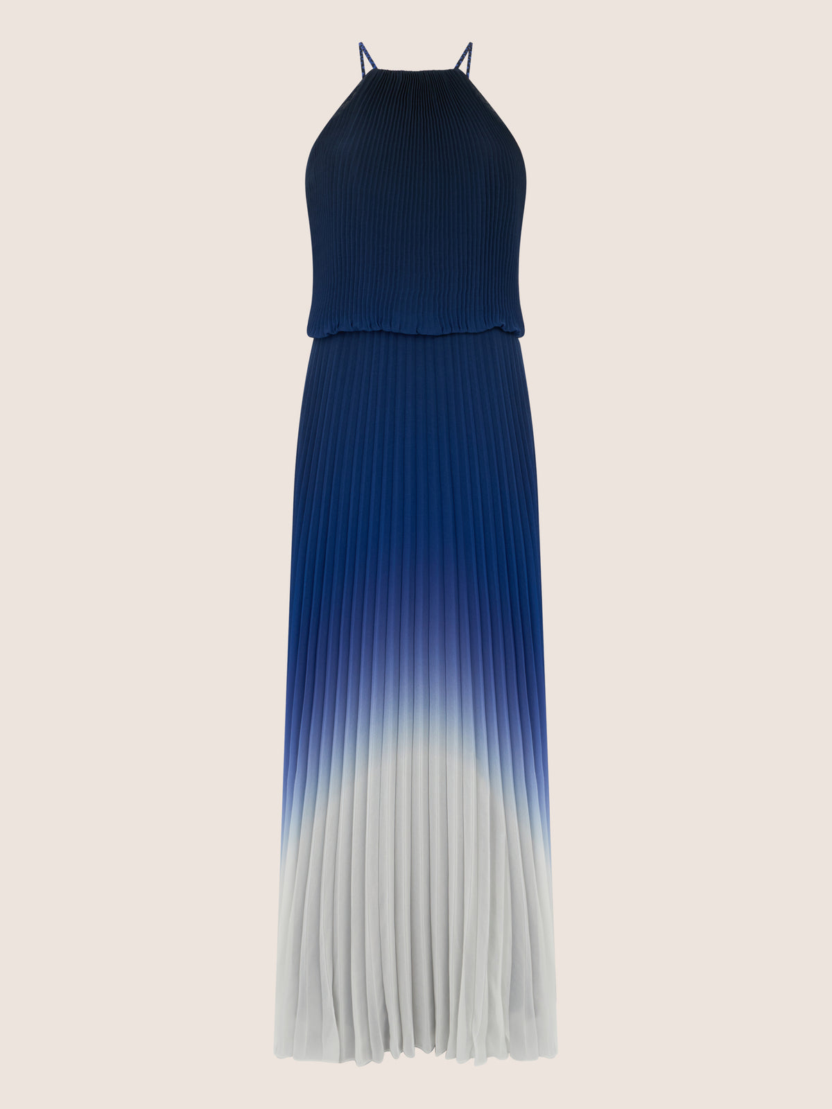 APART Plissiertes Langes Chiffonkleid mit Farbverlauf | nachtblau-multicolor