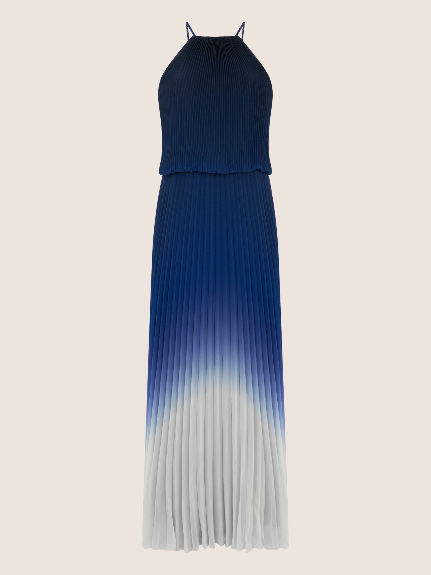 APART Plissiertes Langes Chiffonkleid mit Farbverlauf | nachtblau-multicolor