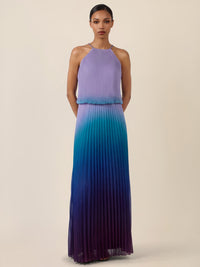 APART Plissiertes Langes Chiffonkleid mit Farbverlauf | lavendel-multicolor