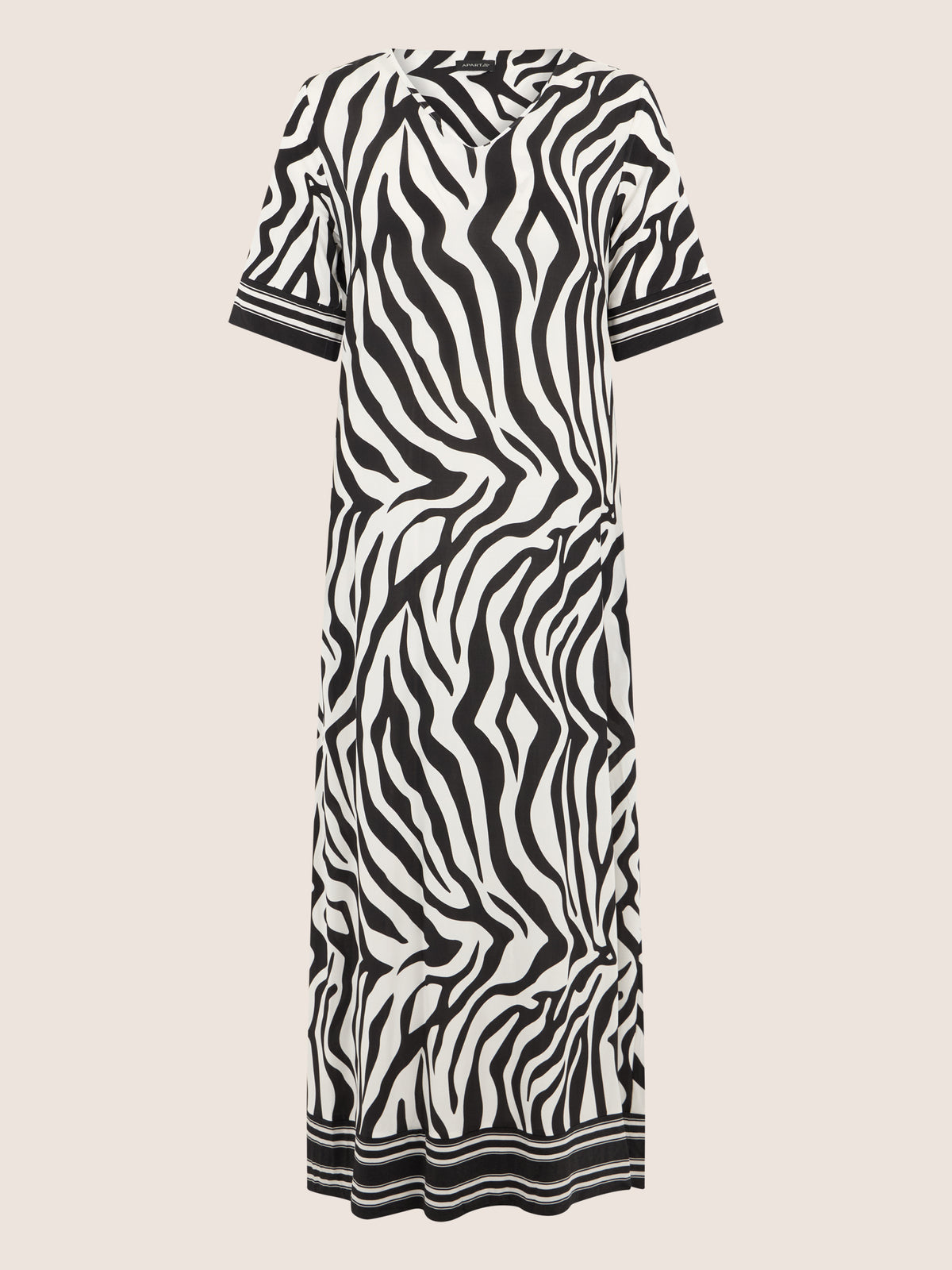 APART Kleid mit Zebra-Muster und V-Ausschnitt | schwarz-creme