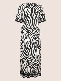 APART Kleid mit Zebra-Muster und V-Ausschnitt | schwarz-creme