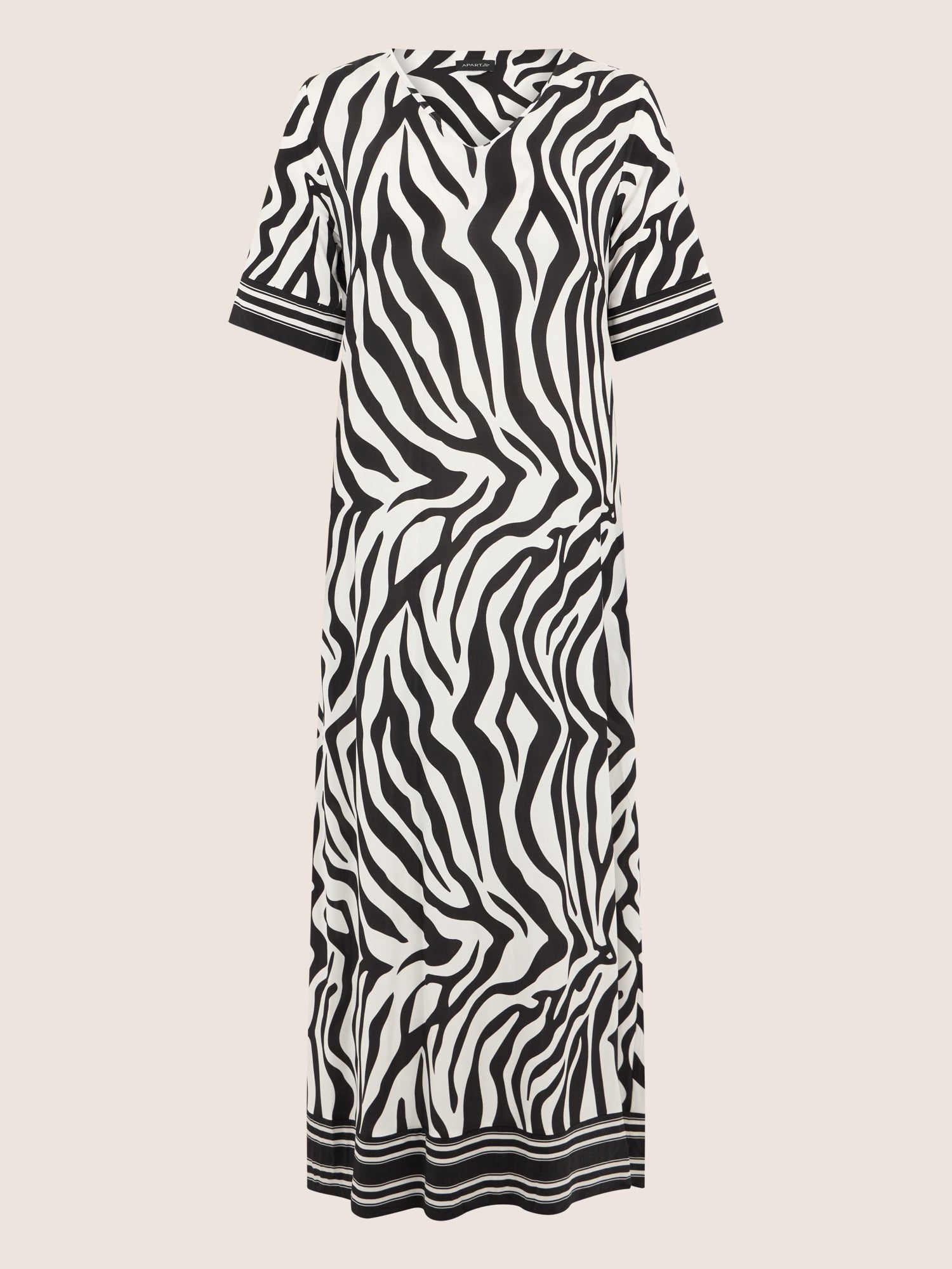 APART Kleid mit Zebra-Muster und V-Ausschnitt | schwarz-creme