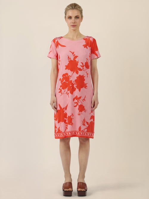 APART Jerseykleid mit floralen Kontrasten | pink-orange image 1
