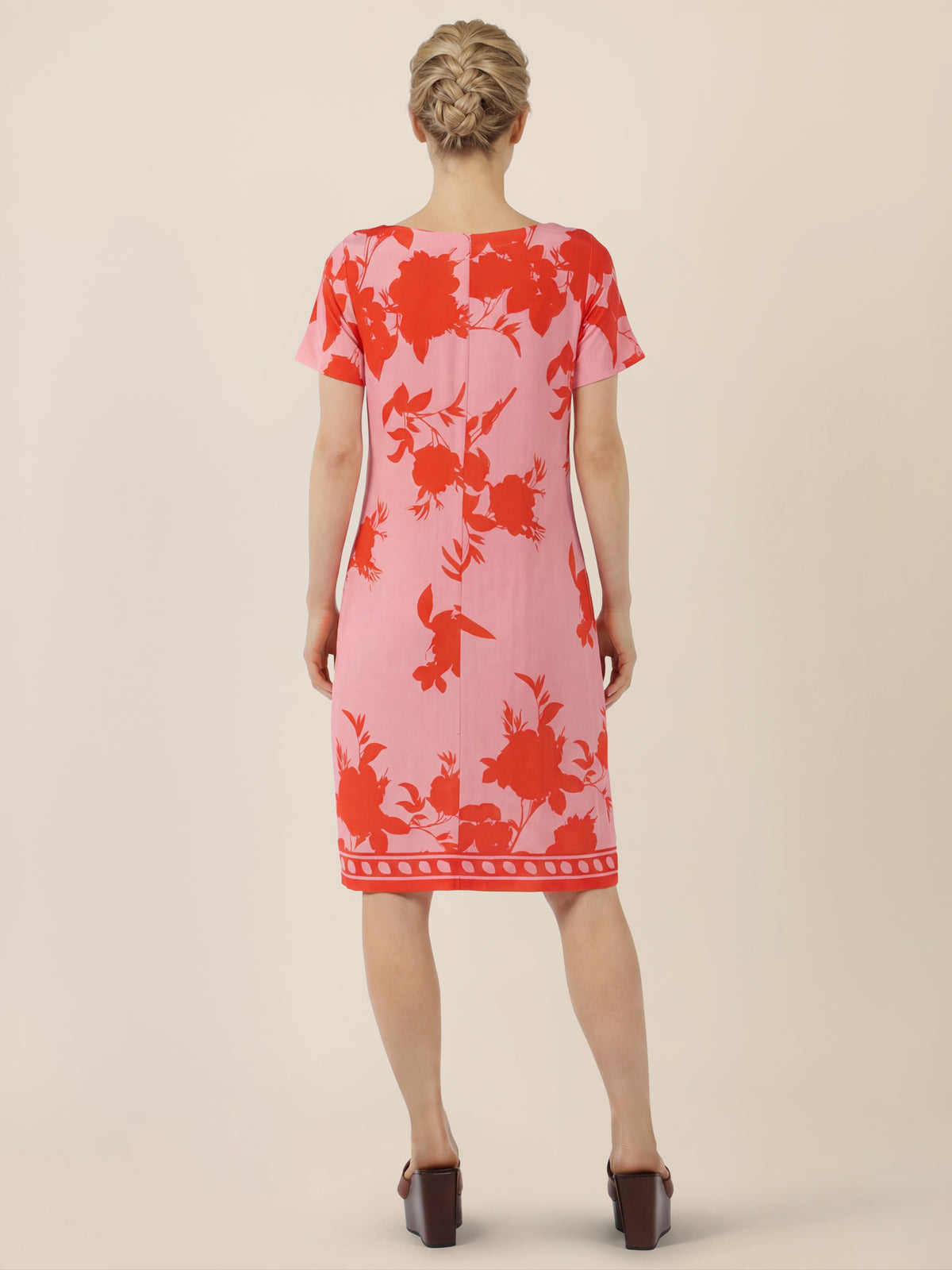 APART Jerseykleid mit floralen Kontrasten | pink-orange