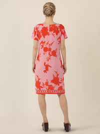 APART Jerseykleid mit floralen Kontrasten | pink-orange
