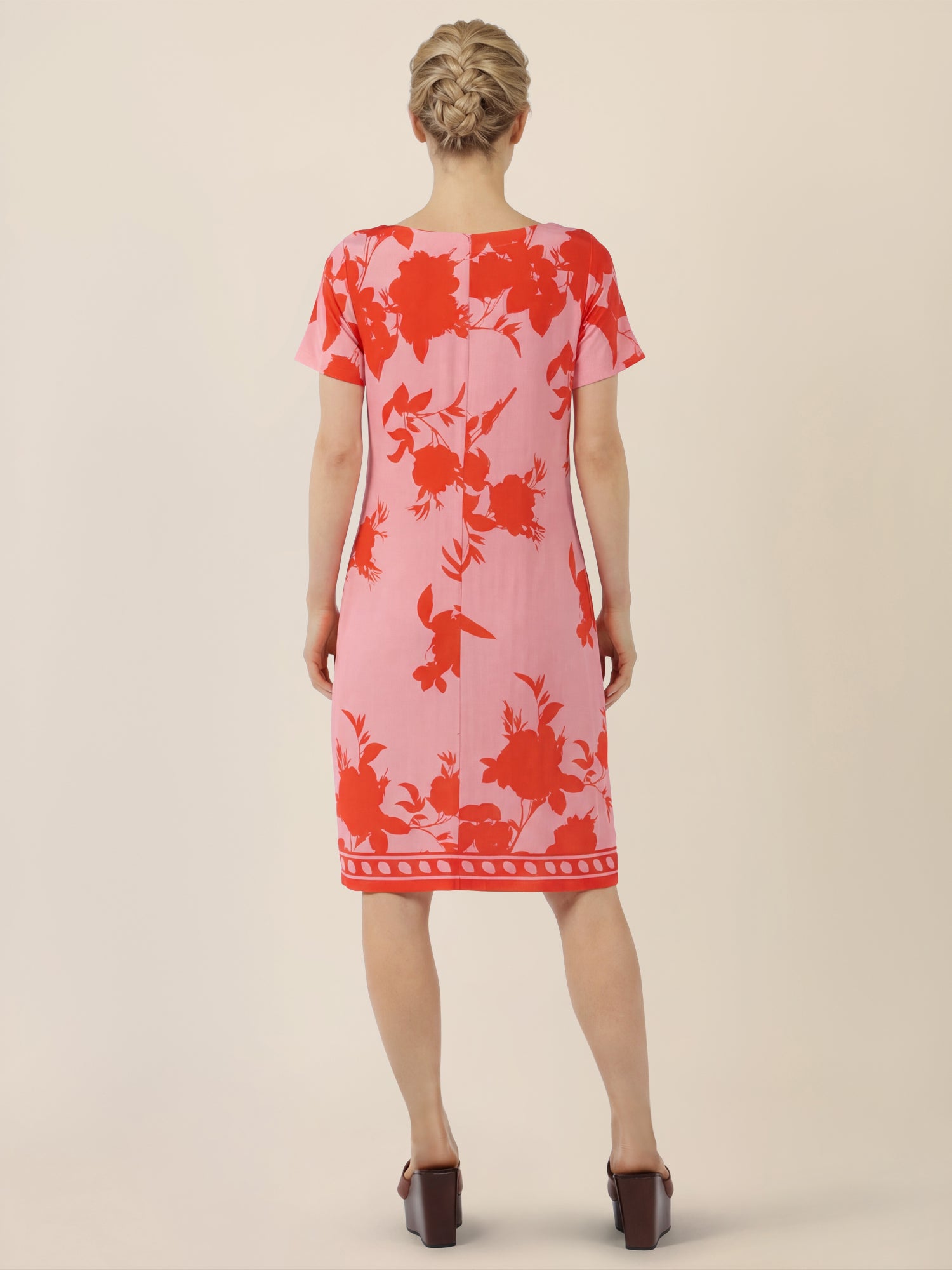 APART Jerseykleid mit floralen Kontrasten | pink-orange