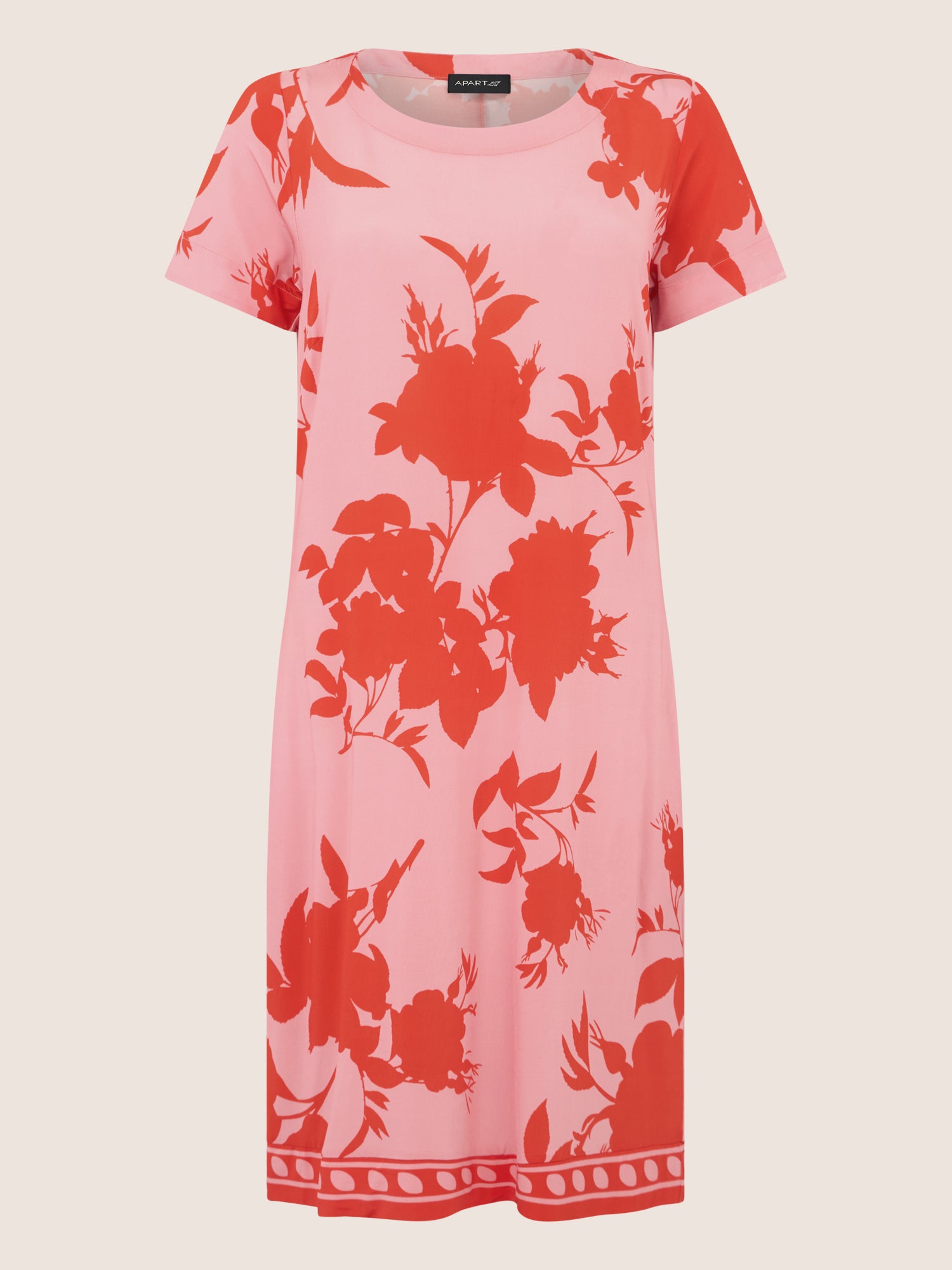 APART Jerseykleid mit floralen Kontrasten | pink-orange