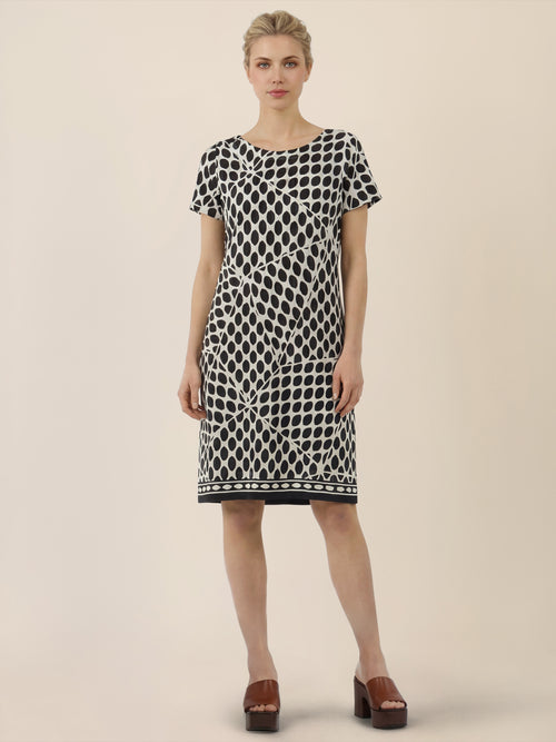 APART Kleid mit Grafikprint und Rundhalsausschnitt | schwarz-creme image 1