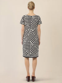 APART Kleid mit Grafikprint und Rundhalsausschnitt | schwarz-creme