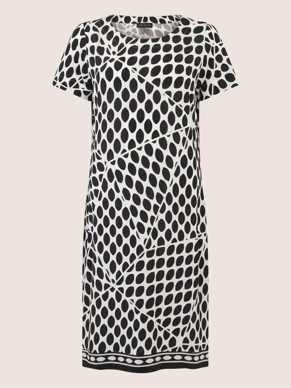 APART Kleid mit Grafikprint und Rundhalsausschnitt | schwarz-creme