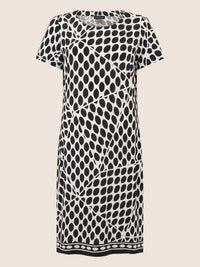APART Kleid mit Grafikprint und Rundhalsausschnitt | schwarz-creme
