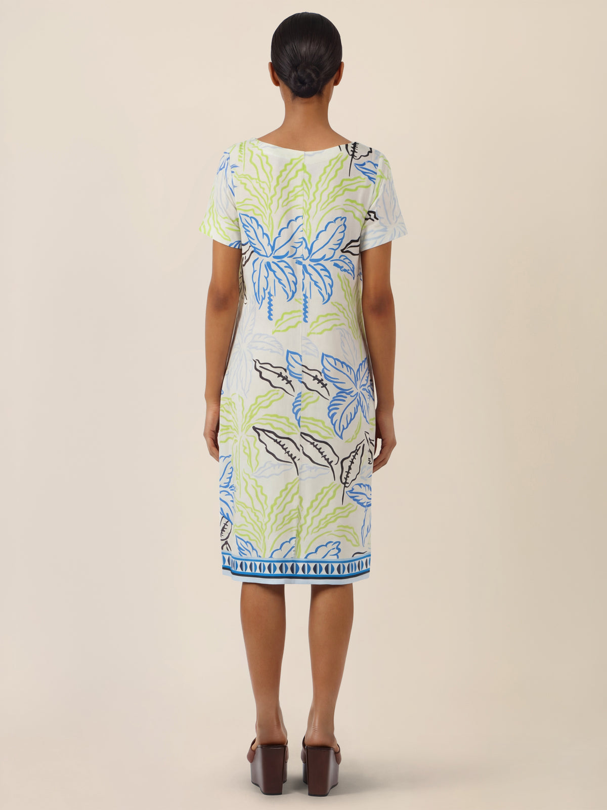 APART Jerseykleid mit Palmenprint | creme-multicolor