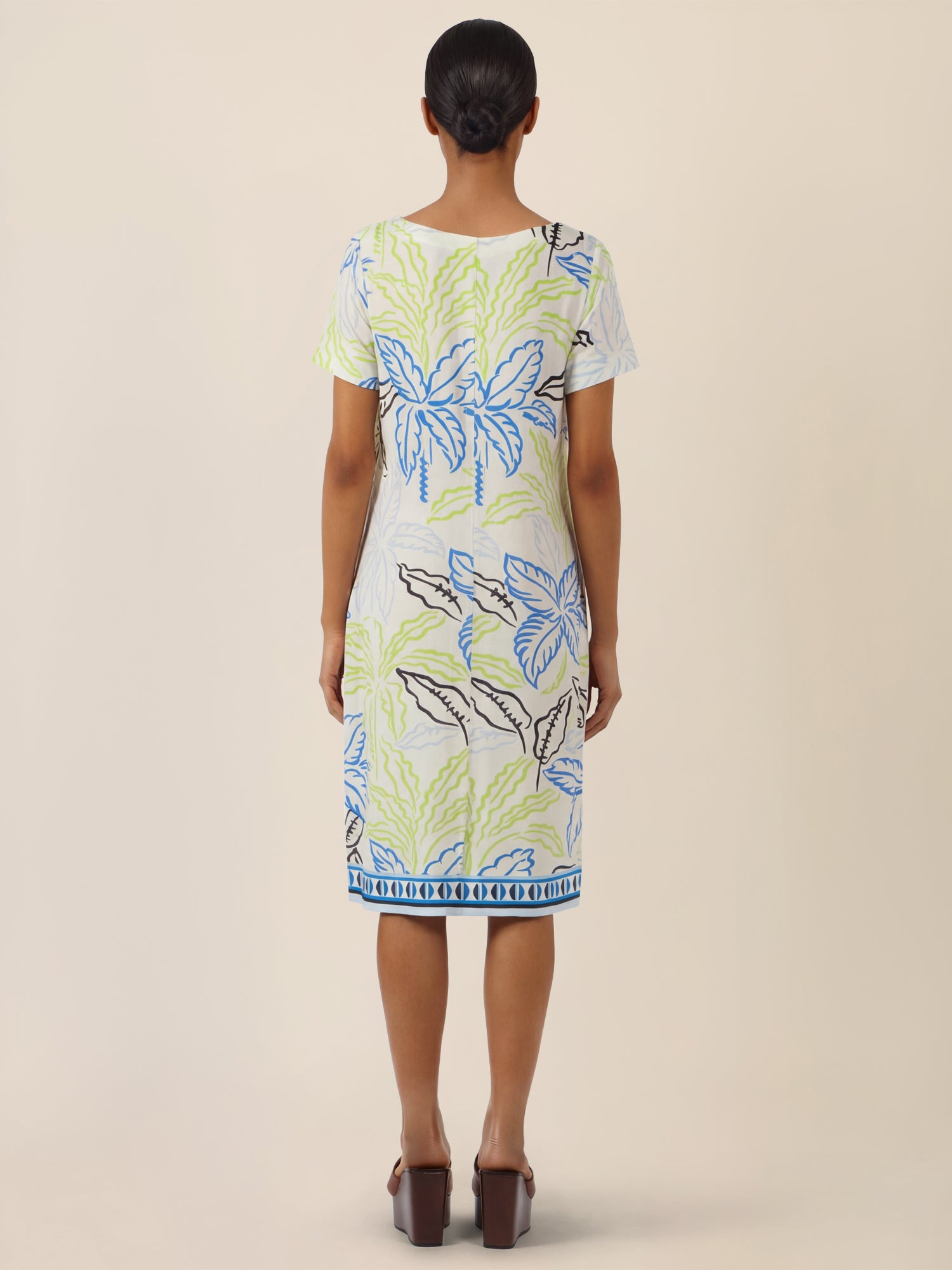 APART Jerseykleid mit Palmenprint | creme-multicolor