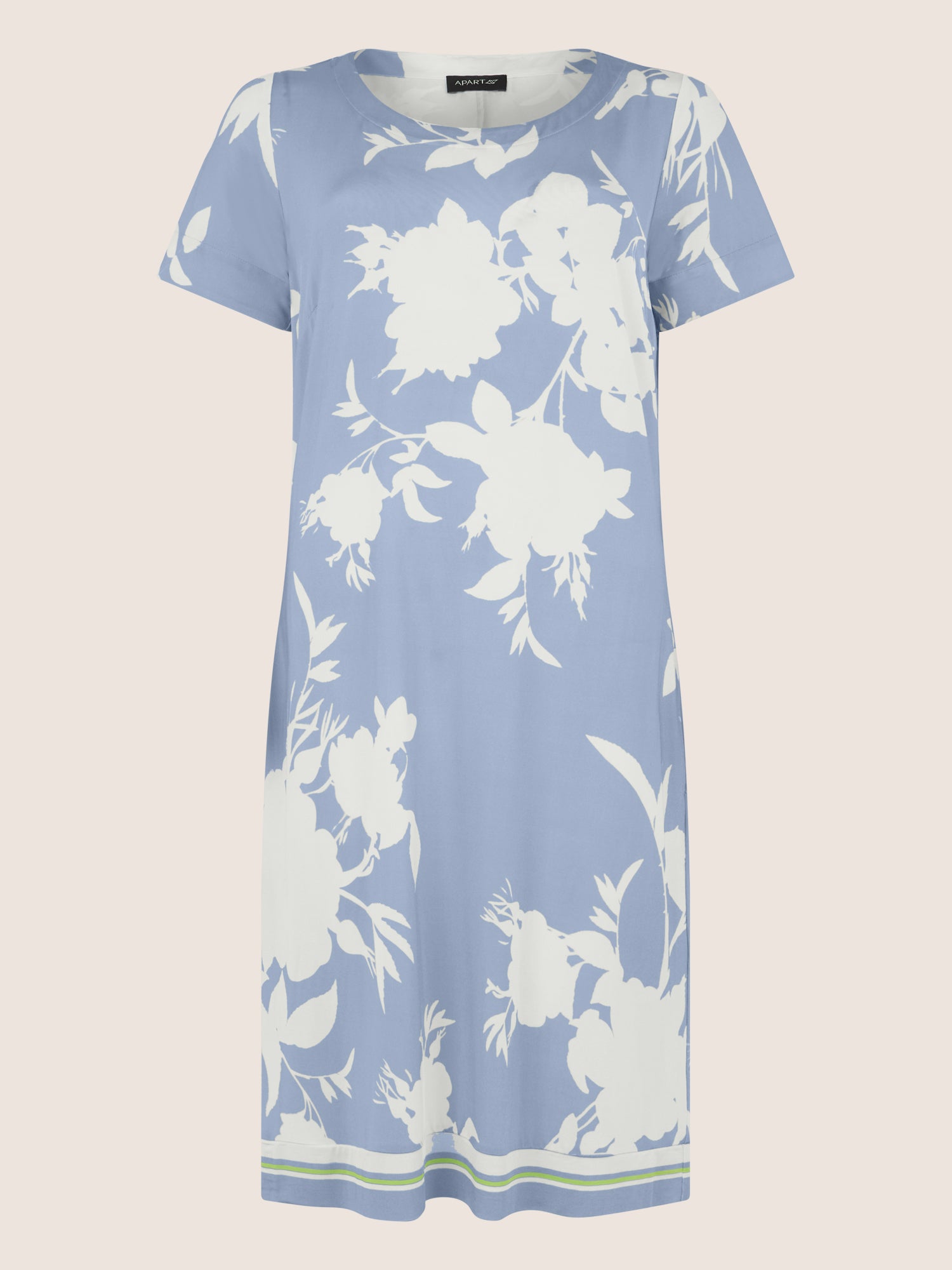APART Gerade geschnittenes Jerseykleid mit Blütenprint | hellblau-creme