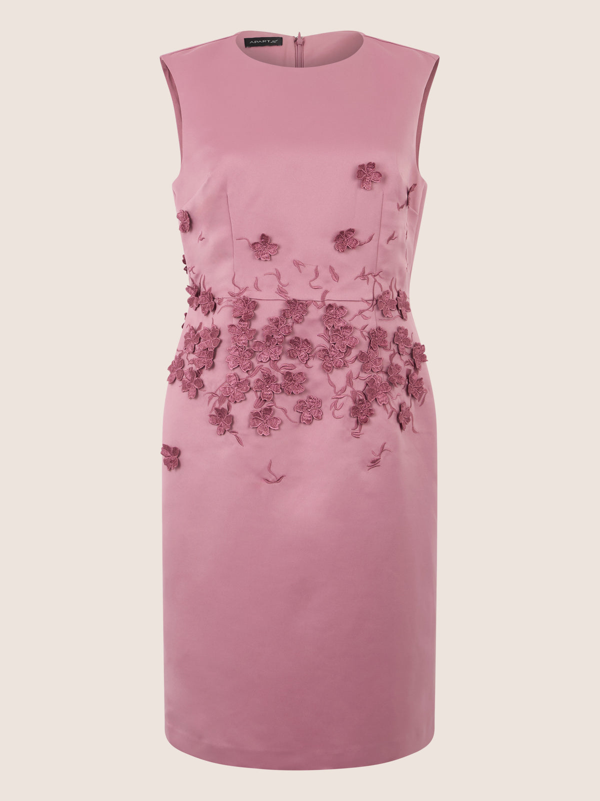 APART Elegantes Etuikleid mit 3D-Blütenstickerei | rosé