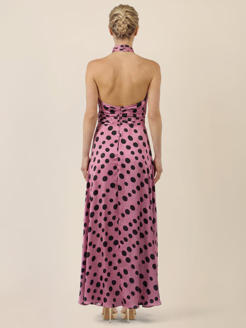 APART Elegantes Neckholder-Kleid mit Polka Dots | rosé-schwarz image 1