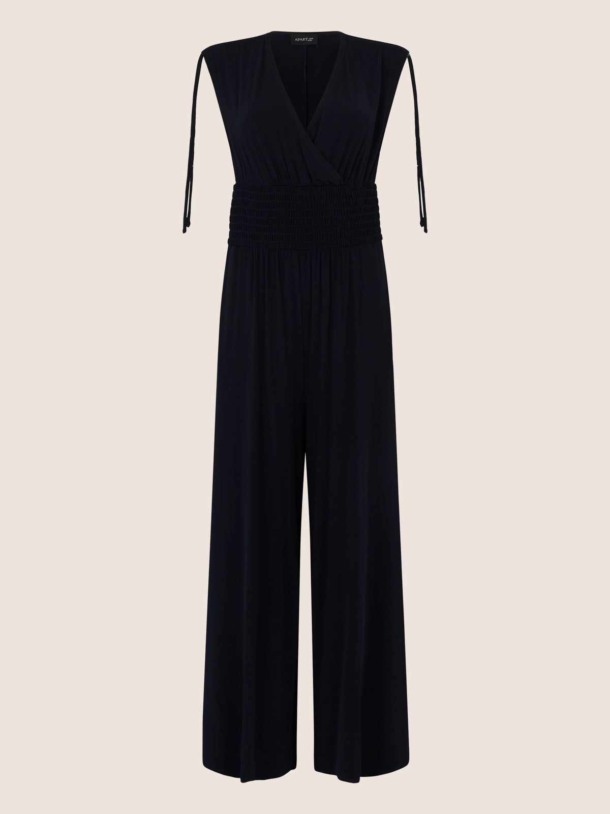 APART Jumpsuit mit Smokdetail und Bindeträgern | nachtblau