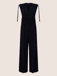 APART Jumpsuit mit Smokdetail und Bindeträgern | nachtblau