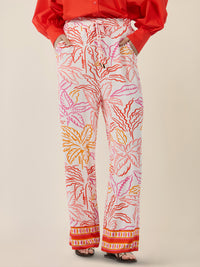 APART Weite Jerseyhose mit tropischem Print | creme-multicolor