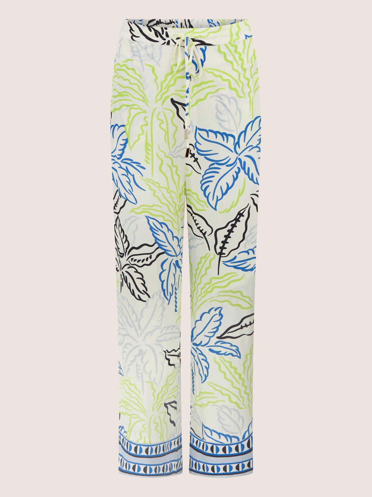 APART Jerseyhose mit tropischem Print | creme-multicolor
