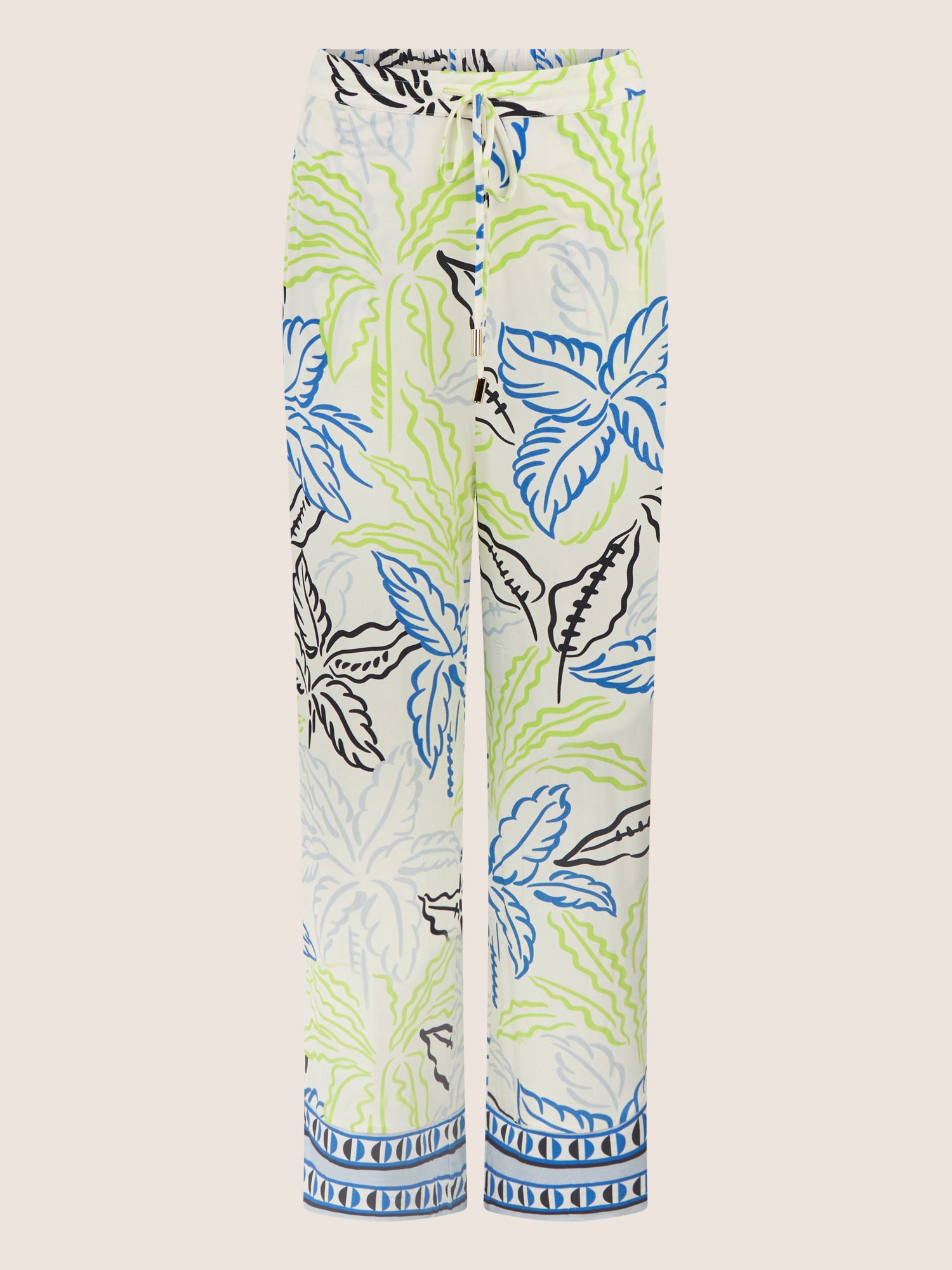 APART Jerseyhose mit tropischem Print | creme-multicolor