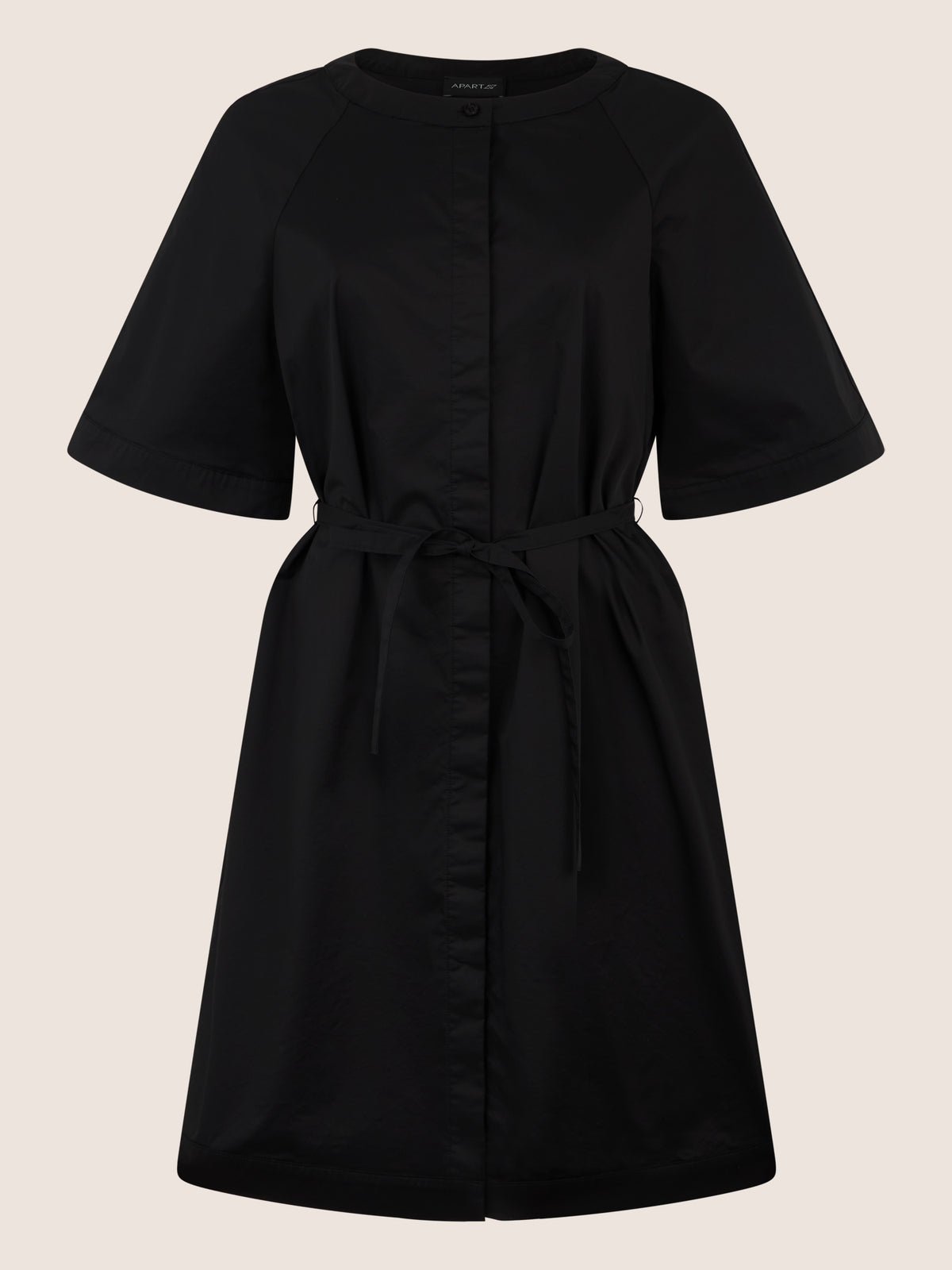 APART Kleid mit Gürtel und Raglanärmeln | schwarz