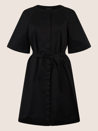 APART Kleid mit Gürtel und Raglanärmeln | schwarz