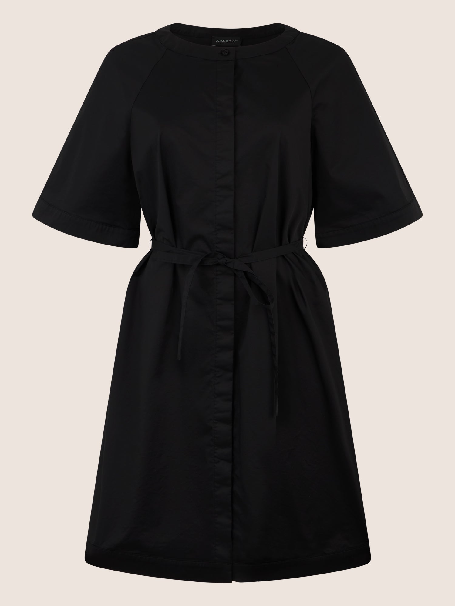 APART Kleid mit Gürtel und Raglanärmeln | schwarz