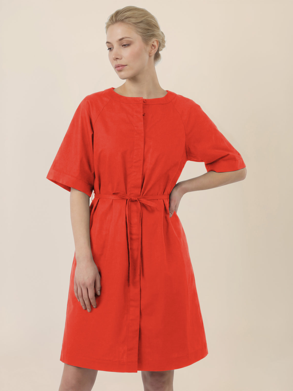 APART Kleid mit Gürtel und Raglanärmeln | orange