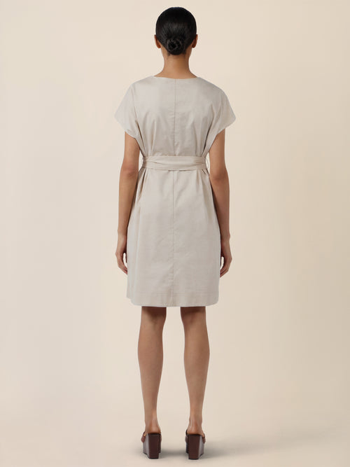 APART Sommerliches Hemdblusenkleid mit Bindegürtel | beige image 1