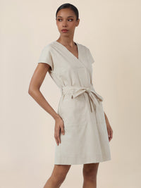 APART Sommerliches Hemdblusenkleid mit Bindegürtel | beige