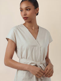 APART Sommerliches Hemdblusenkleid mit Bindegürtel | beige