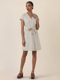 APART Sommerliches Hemdblusenkleid mit Bindegürtel | beige