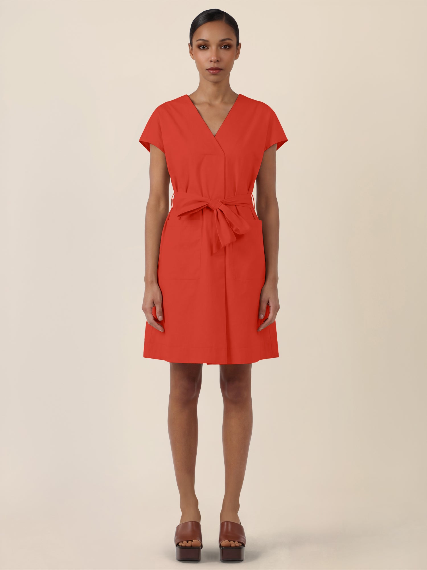 APART Sommerliches Hemdblusenkleid mit Bindegürtel | orange