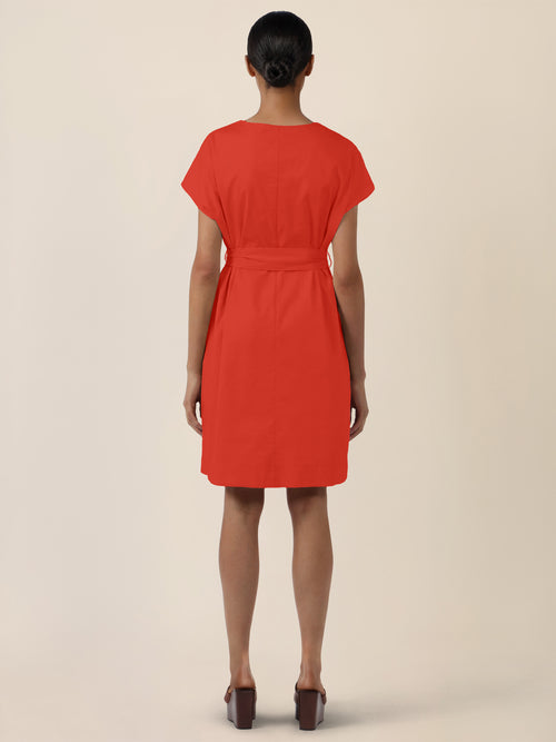 APART Sommerliches Hemdblusenkleid mit Bindegürtel | orange image 1
