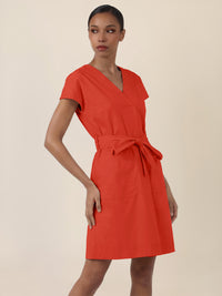 APART Sommerliches Hemdblusenkleid mit Bindegürtel | orange