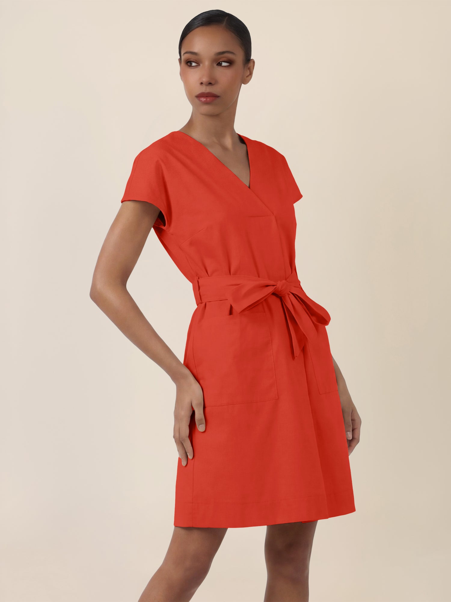 APART Sommerliches Hemdblusenkleid mit Bindegürtel | orange