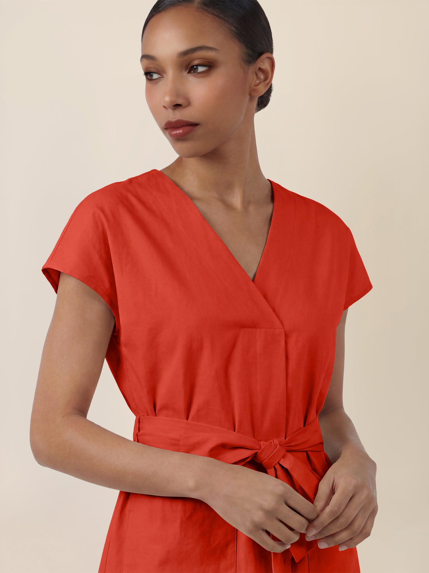 APART Sommerliches Hemdblusenkleid mit Bindegürtel | orange