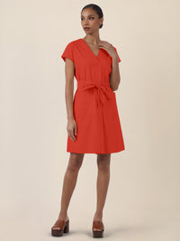 APART Sommerliches Hemdblusenkleid mit Bindegürtel | orange