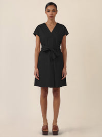 APART Sommerliches Hemdblusenkleid mit Bindegürtel | schwarz