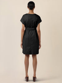 APART Sommerliches Hemdblusenkleid mit Bindegürtel | schwarz