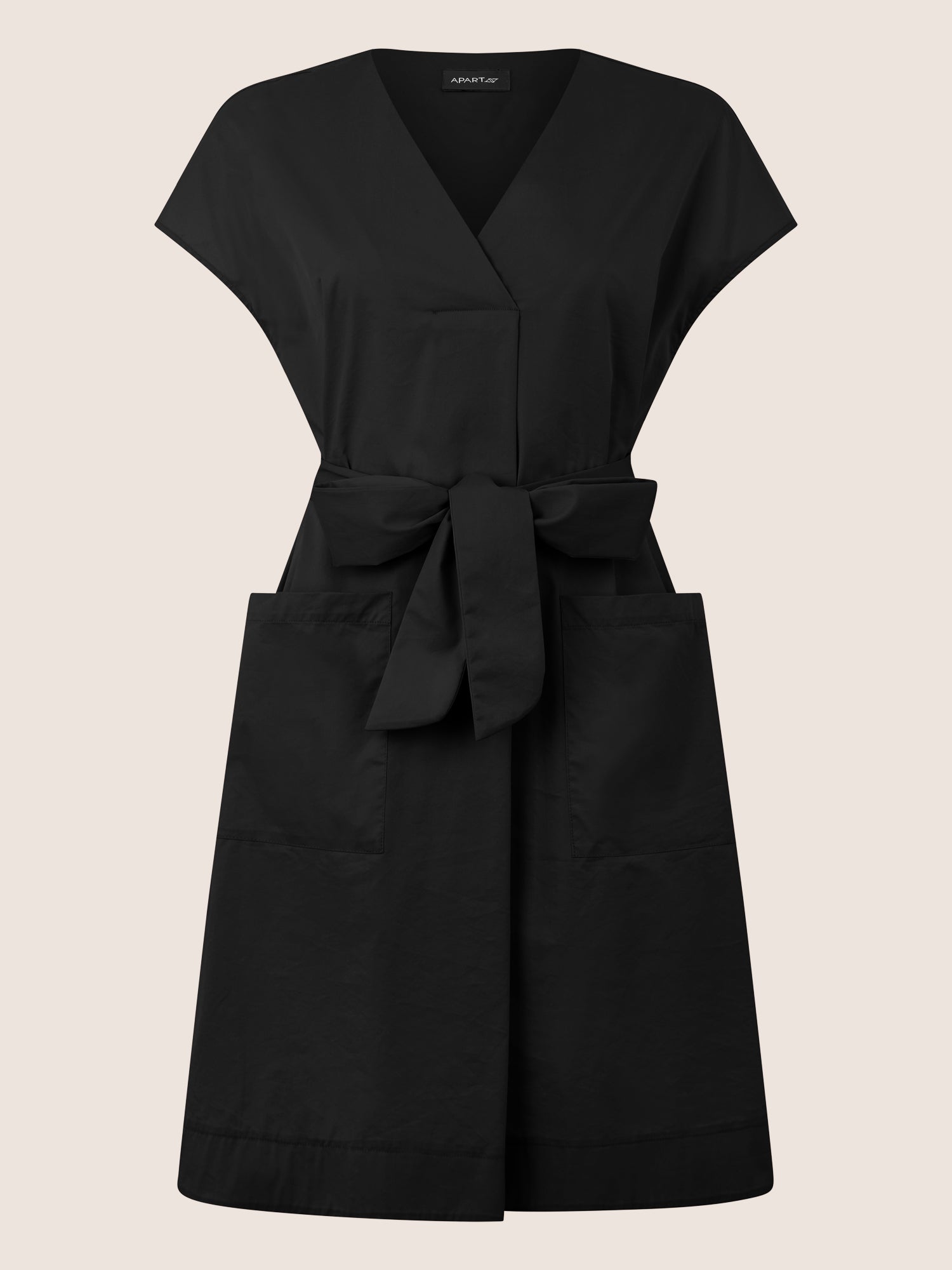 APART Sommerliches Hemdblusenkleid mit Bindegürtel | schwarz