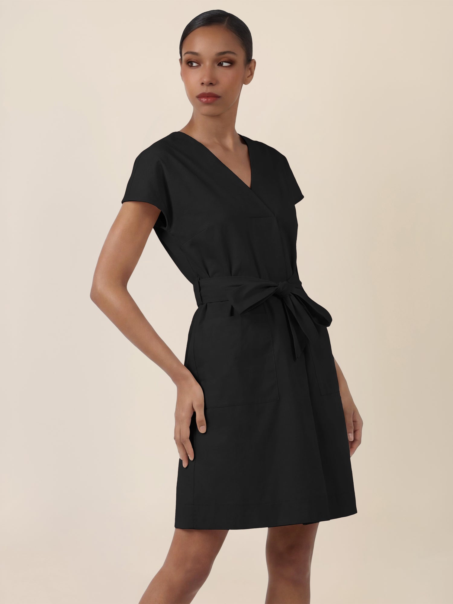 APART Sommerliches Hemdblusenkleid mit Bindegürtel | schwarz