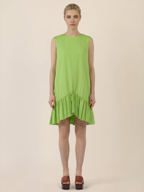 APART Ärmelloses Kleid mit Volant und asymmetrischem Saum | apfelgrün image 1