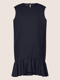 APART Ärmelloses Kleid mit Volant und asymmetrischem Saum | nachtblau