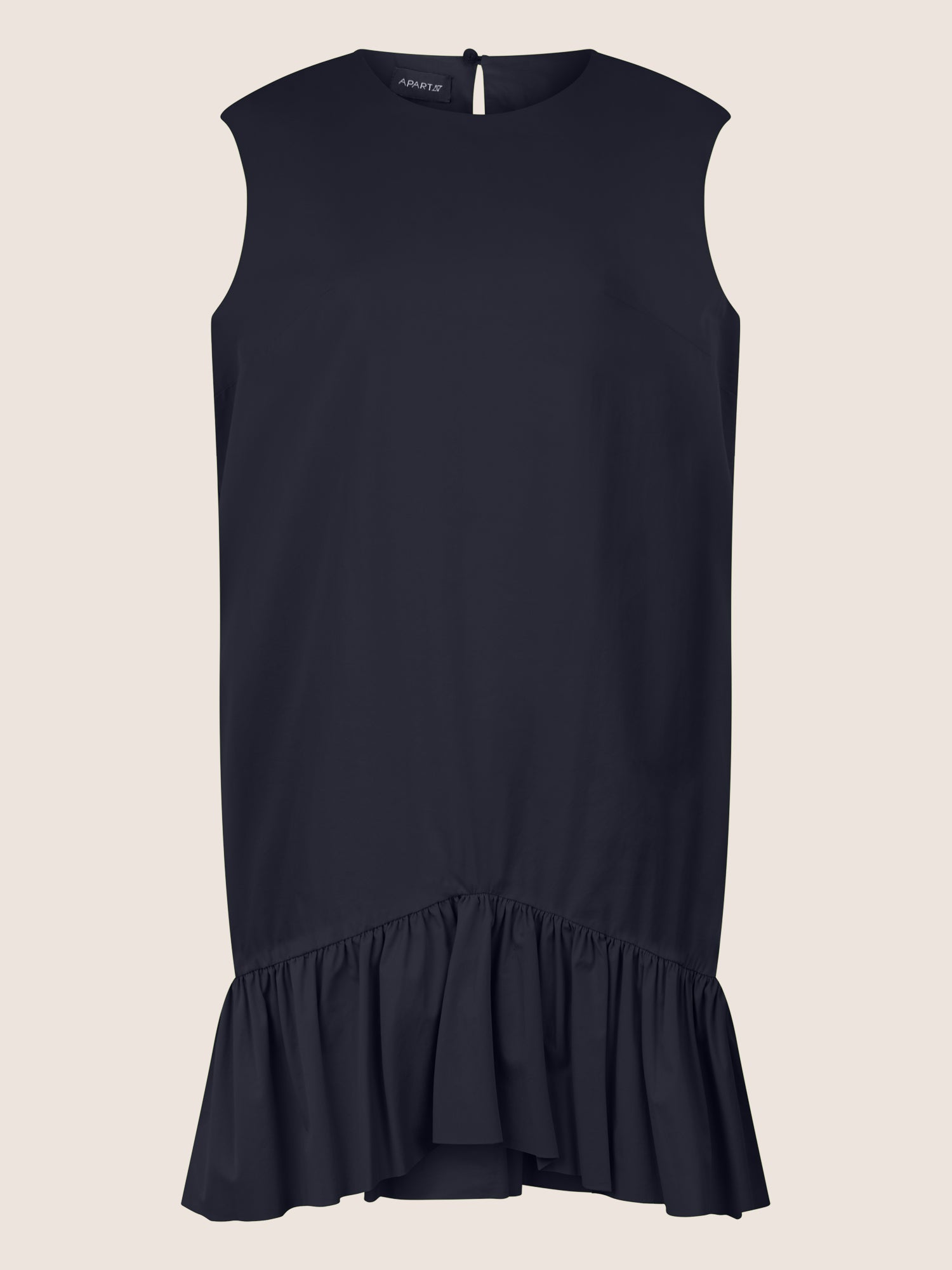 APART Ärmelloses Kleid mit Volant und asymmetrischem Saum | nachtblau