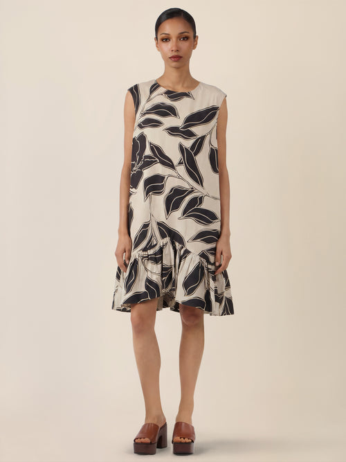 APART Ärmelloses Volantkleid mit Print | beige-schwarz image 1