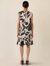 APART Ärmelloses Volantkleid mit Print | beige-schwarz