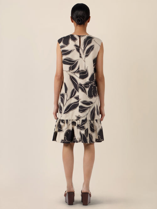 APART Ärmelloses Volantkleid mit Print | beige-schwarz image 1