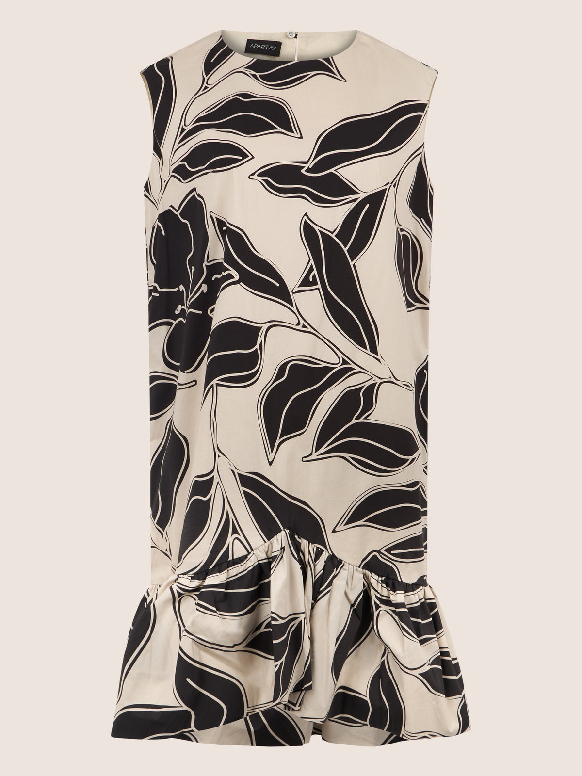 APART Ärmelloses Volantkleid mit Print | beige-schwarz
